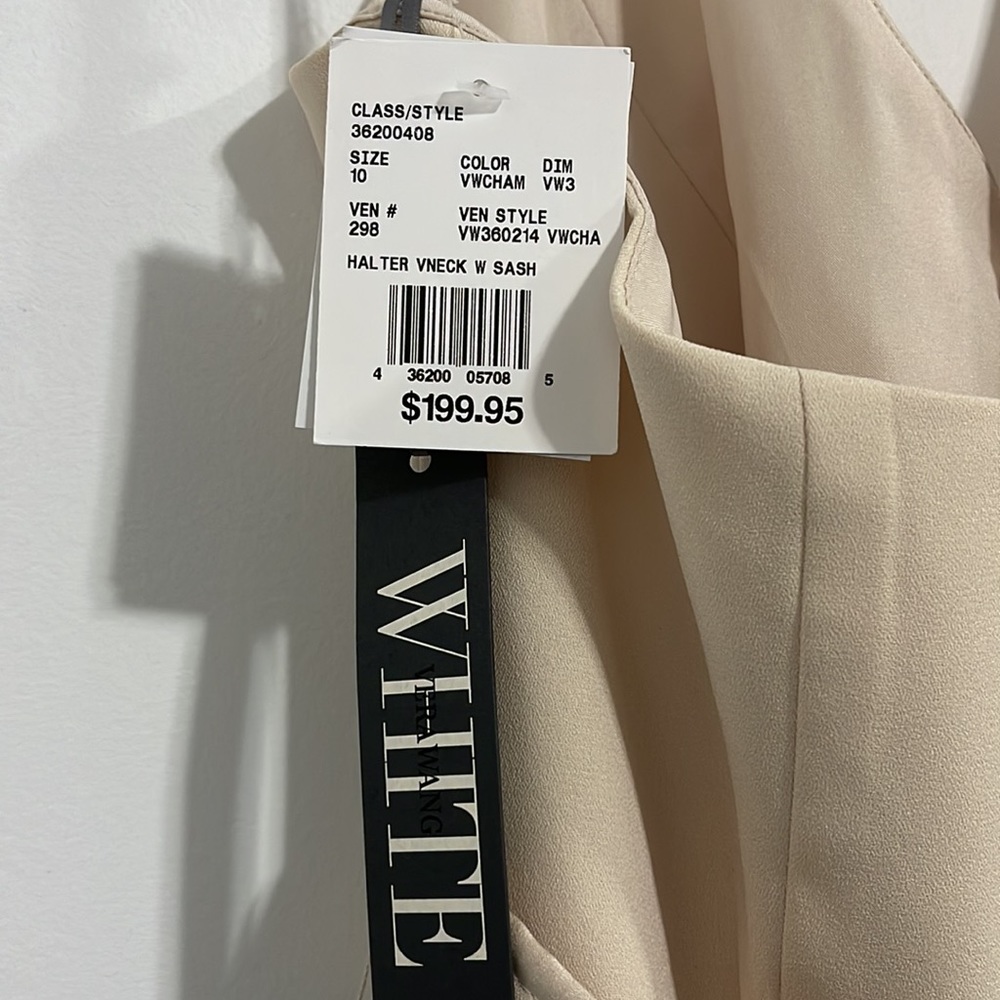 Vera Wang Long Halter V Neck Bridesmaid Dress - Picture 4 of 5